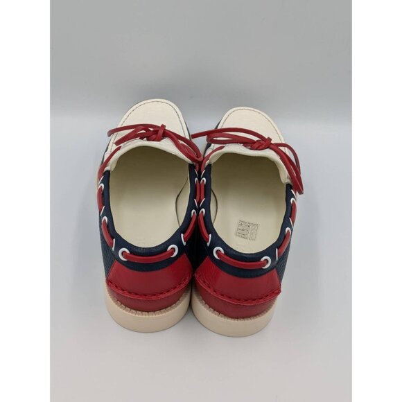 Gucci Men's Riverside Moccasin Calfskin GG Boat Shoes Blue/Off White 745968 UK9 - Picture 3 of 12